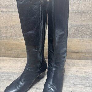 Clarks Cardy Black Leather Knee HIgh Boots Women's Size 10